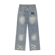 Load image into Gallery viewer, Wmns Vintage Wash Distressed Denim Jeans
